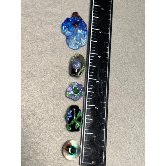 Handmade Lampwork Glass Bead Mix - Floral & Abstract Designs for Jewelry Making - Picture 5 of 8
